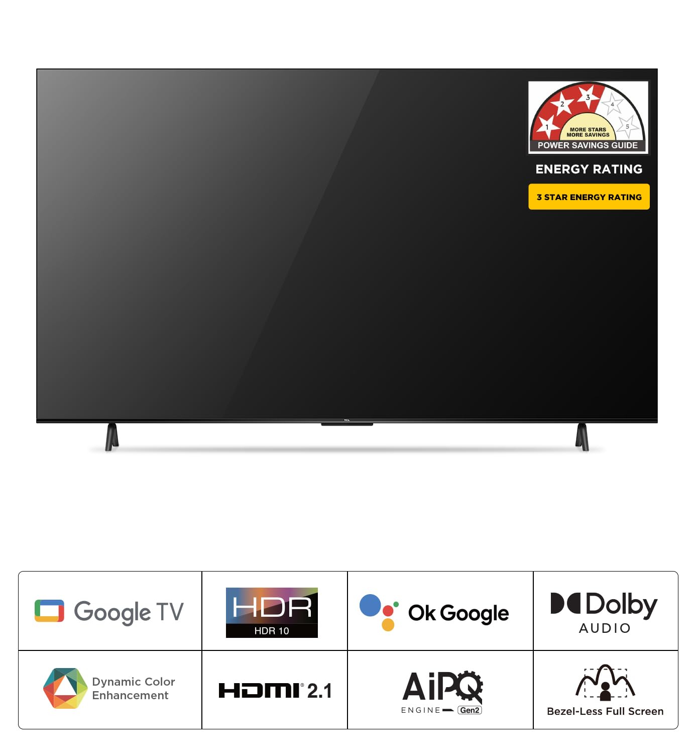 TCL 164 cm (65 inches) Bezel-Less Series 4K Ultra HD Smart LED Google TV 65P635 (Black)
