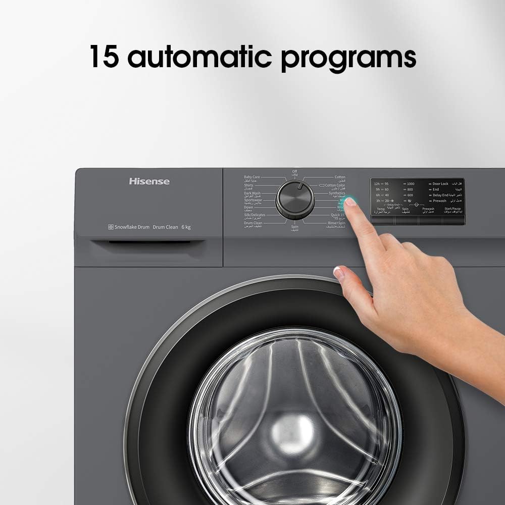 Hisense Front Loading Washing Machine, Free Standing, 6Kg, 1000 RPM, Wfvc6010T, Vc Series"Min 1 year manufacturer warranty"
