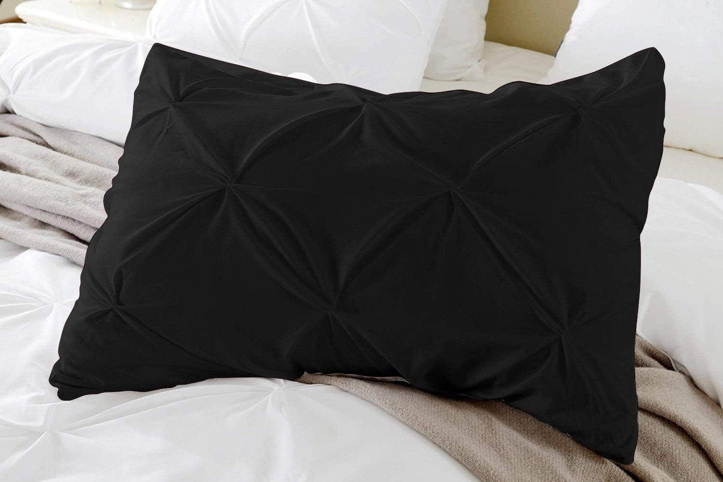 Premium Quality - King/California King Size (94" x 104") Inches, 3Pcs Pinch Pleated Comforter Set, 400GSM 100% Egyptian Cotton 800 Thread Count - Chocolate Solid