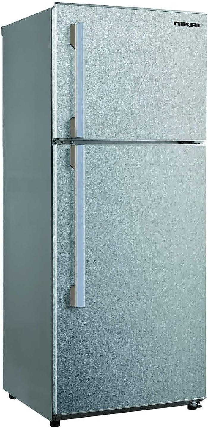 Nikai 170L Gross/112L Net, Double Door Refrigerator with Vegetable Crisper & Adjustable Glass Shelves, Defrosting & Temperature Control, Ideal for Kitchen, Bedroom, Office & Hotels - NRF170DN3M Silver