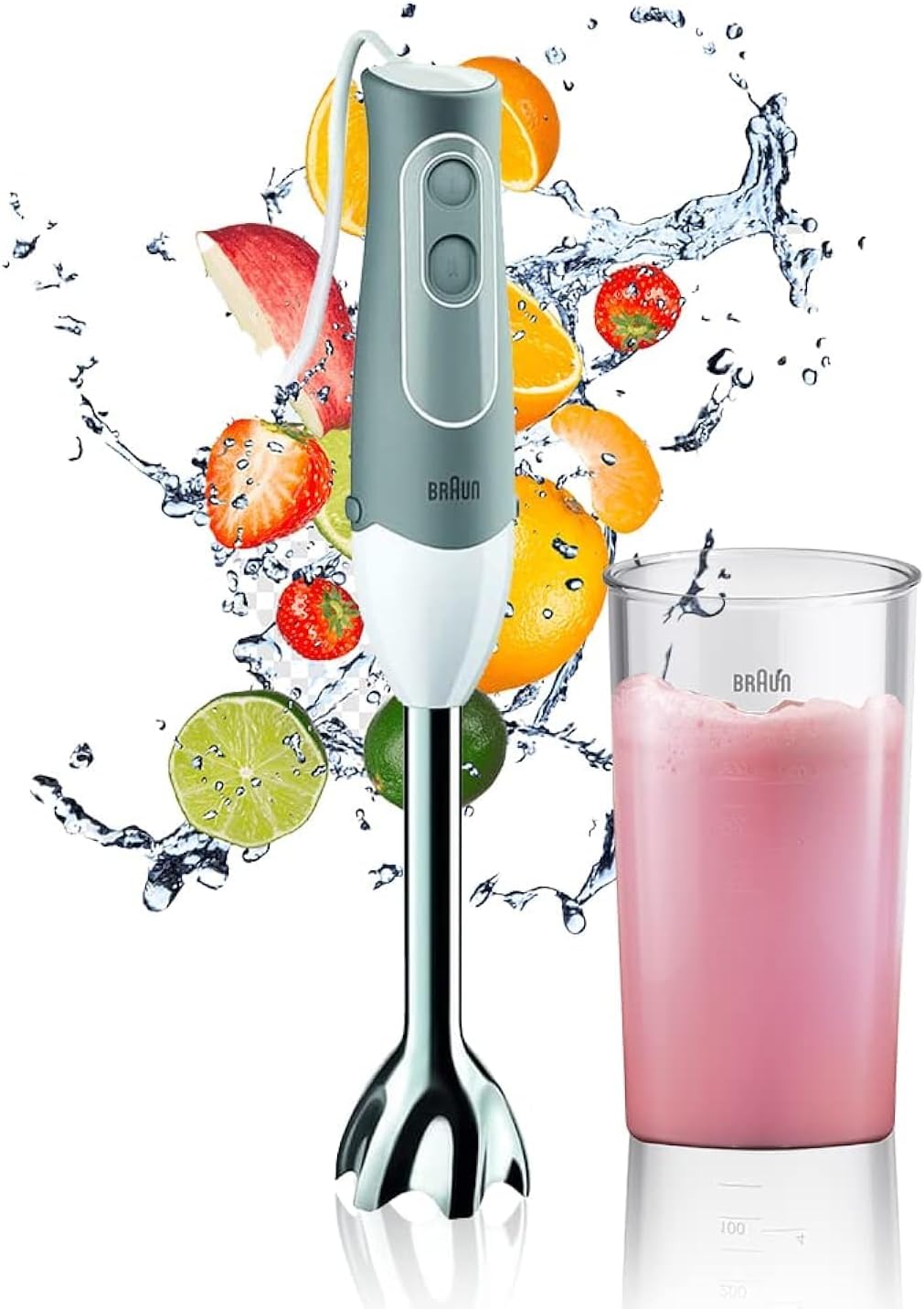 Braun Hand Blender MultiQuick 5 Vario, 1000 Watts, 1.5L Food Processor, 350 ml Chopper, Whisk, Beaker, Splash Control, PowerBell Plus technology, 21 speed wheel - MQ 5285