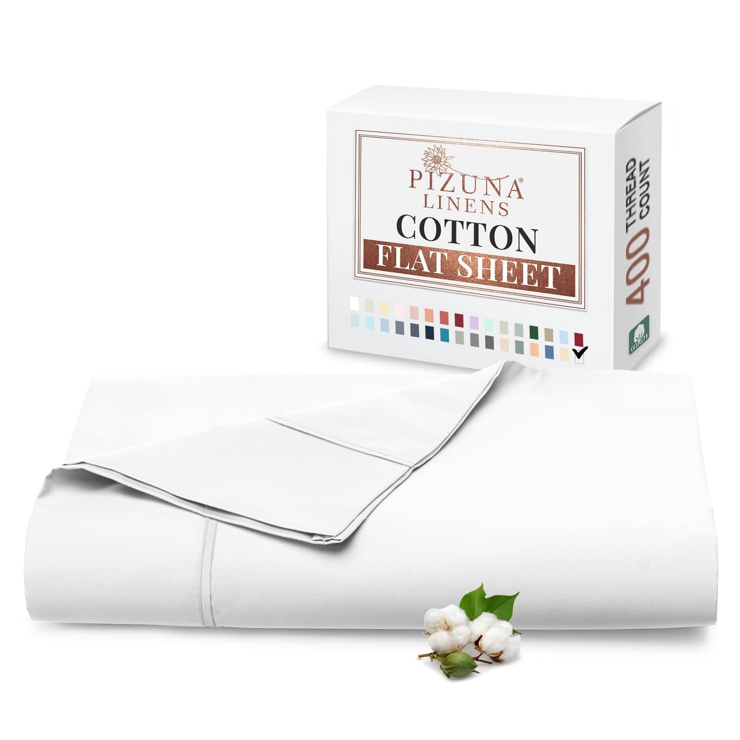 Pizuna Pure 100% Cotton Flat Sheets Only Full Apricot Orange (1 PC), Luxurious 400 Thread Count Long Staple Cotton Sateen with 4" Hem (Combed Full Flat Sheet Only Cotton)