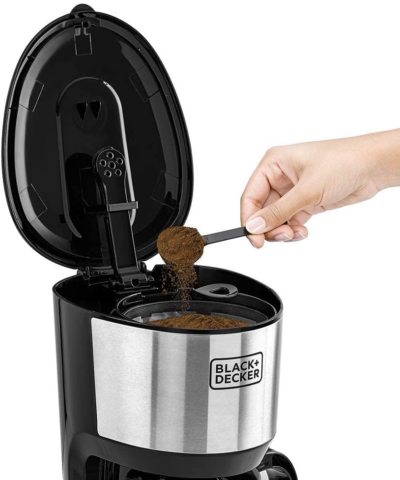 Black+Decker 750W 10 Cup Coffee Maker/Coffee Machine With Glass Carafe For Drip Coffee, Silver/Black - Dcm750S-B5, 2 Years Warranty