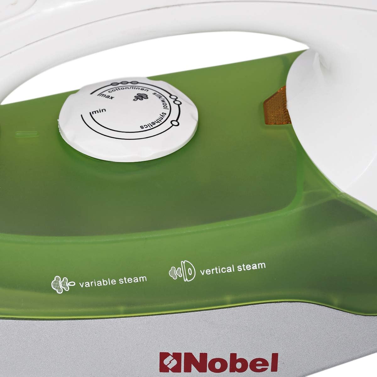 Nobel Variable & Vertical Steam Iron with Cord Length 2mtr, Cloth Seeve Cord, Non Stick Soleplate and Ergonomic Handle Design NSI246 Green With 1 Year Warranty