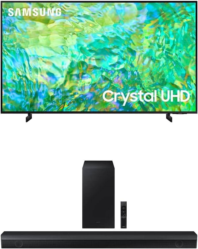 SAMSUNG Serie Crystal UHD de 65 pulgadas 4K CU8000 PurColor, seguimiento de objetos Sound Lite, Q-Symphony, Motion Xcelerator, Ultra delgado, control remoto solar, Smart TV con Alexa incorporado