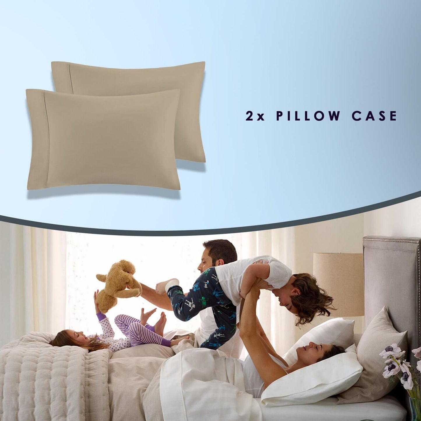 Pizuna 100% Luxury Cotton King Size Pillow Case Dark Blue, 1000 Thread Count 100% Long Staple Cotton Sateen Pillowcase, Pillow Covers with Stylish 4" Hem (Combed Cotton King Pillowcase Set of 2)