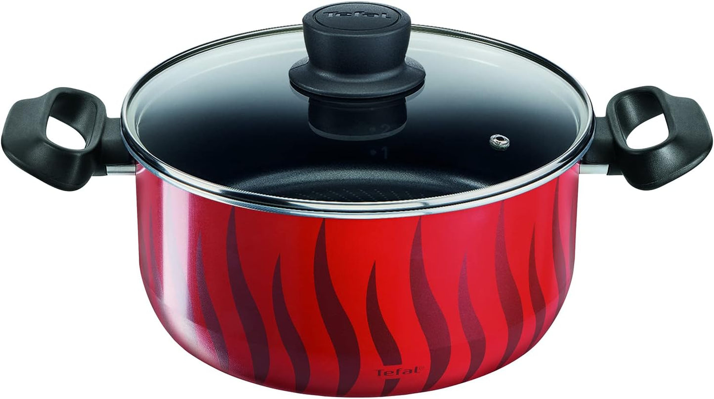 Tefal G6 Tempo Flame 32 Cm Non Stick Frypan With Thermo Spot, Red, Aluminium, C3040883
