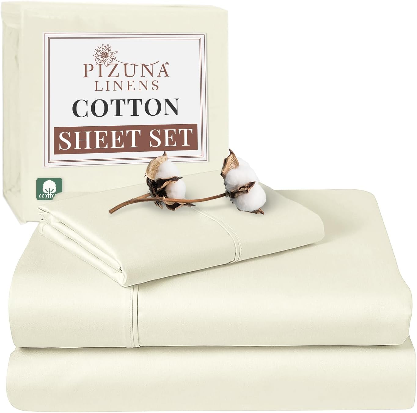 Pizuna Pure Combed Cotton California King Bed Sheet SetLight Pink, 400 Thread Count Cozy Luxury 100% Long Staple Cotton Sateen Weave Bedsheet Set (1 Flat Sheet, 1 Fitted Sheet, 2 Pillowcases)