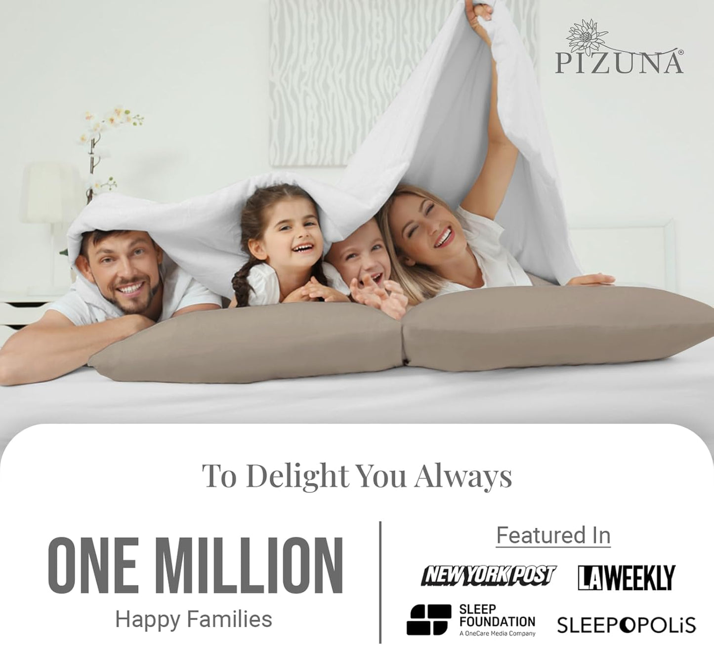 Pizuna Soft 100% Long Staple Cotton Breathable Cool Satin King Pillowcase Set of 2, Ivory, 18" x 18"