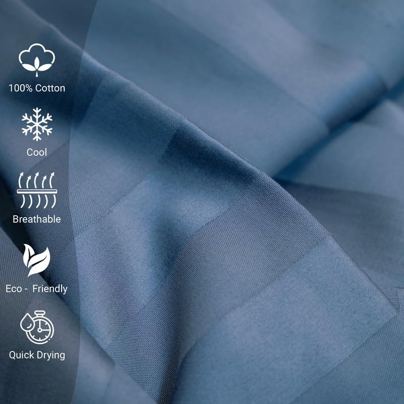 Pizuna 300 Thread Count 2 Piece Duvet Cover Set, 100% Long Staple Cotton Blue Twin Quilt Cover Set, Luxury Soft Sateen Weave Bedding Set with Button Closure (Camel Twin/Twin XL 2PC Duvet Cover Set)
