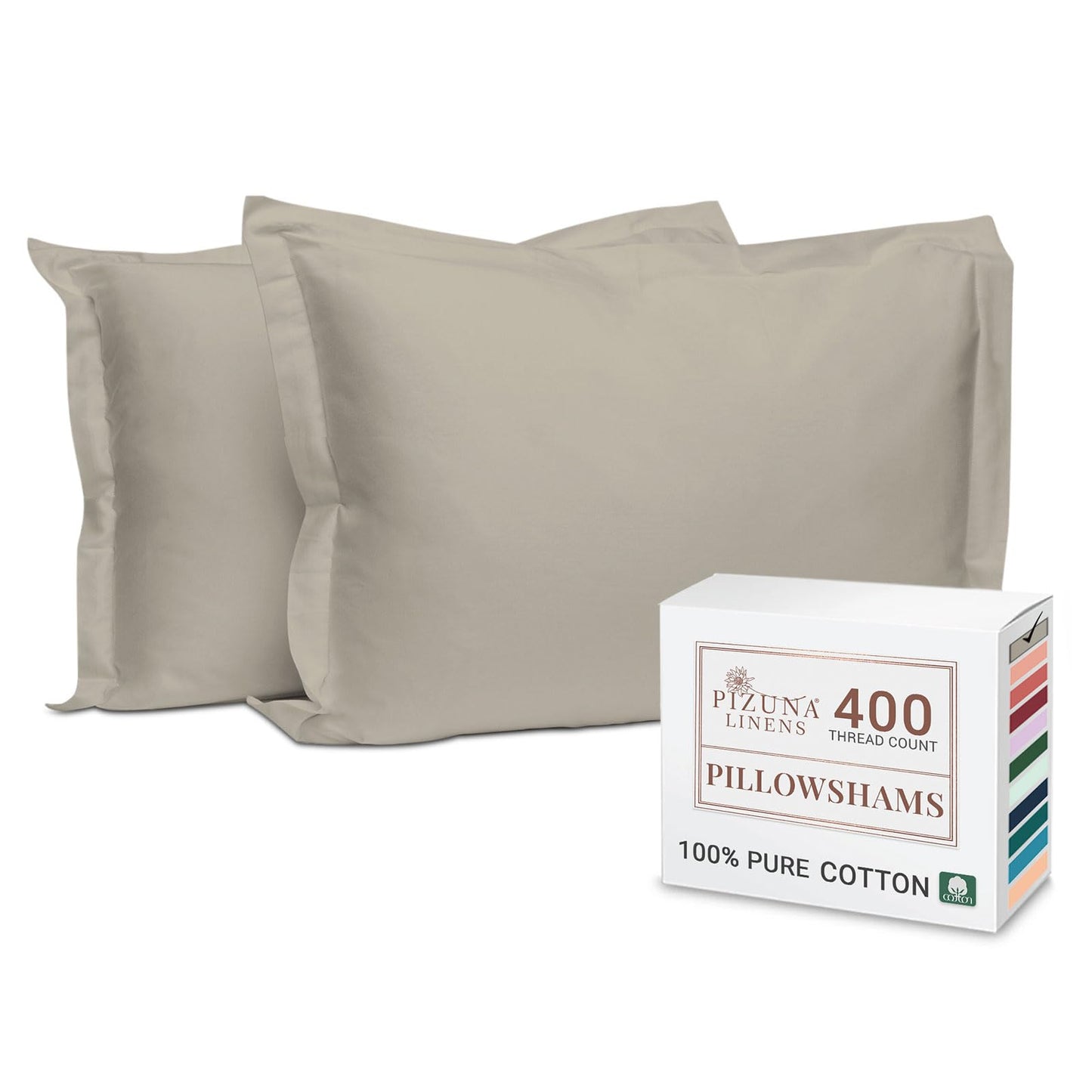 Pizuna Pure 100% Cotton Pillow Shams King Size Set of 2 Baby Blue, Luxurious 400 Thread Count Long Staple Cotton Sateen with Envelope Closure (Combed Baby Blue Cotton Pillow Shams King)