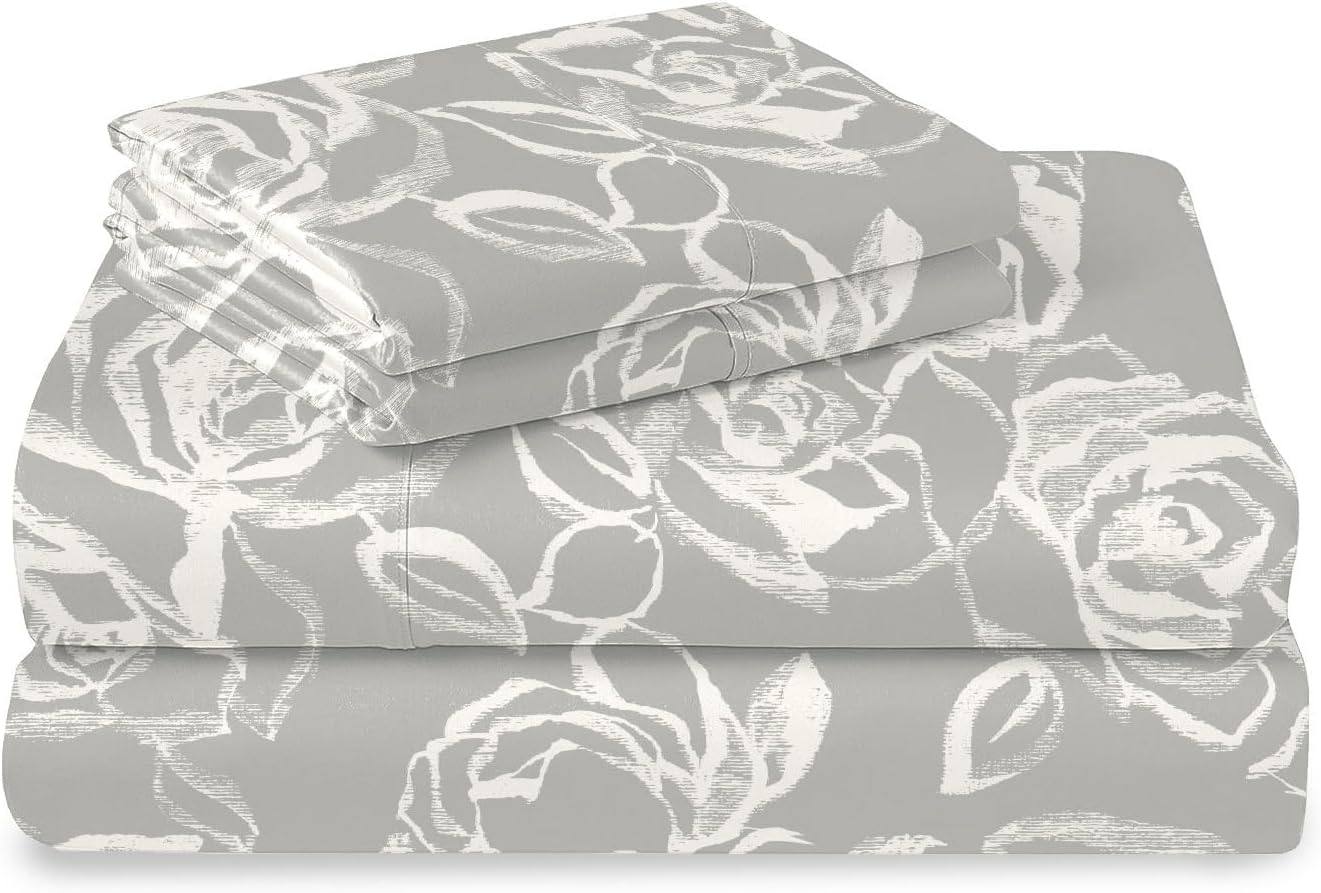 Pizuna Pure 100% Cotton Sheets California King Size, Luxurious 400 Thread Count Long Staple Cotton Sateen Sheets California King with 15inch Deep Pocket (Combed Cotton Sheets California King)