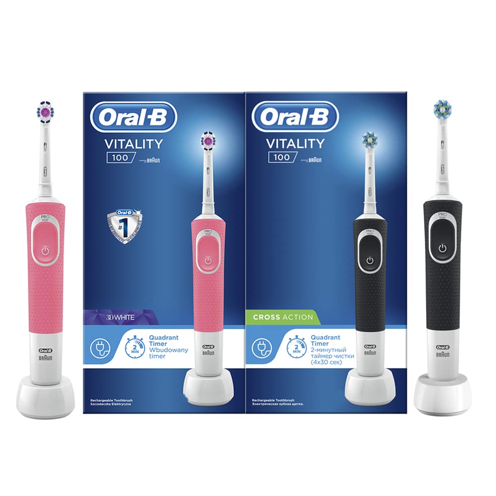 Oral-B Vitality 100 Black Electric Rechargeable Toothbrush, With Uae 3 Pin Plug