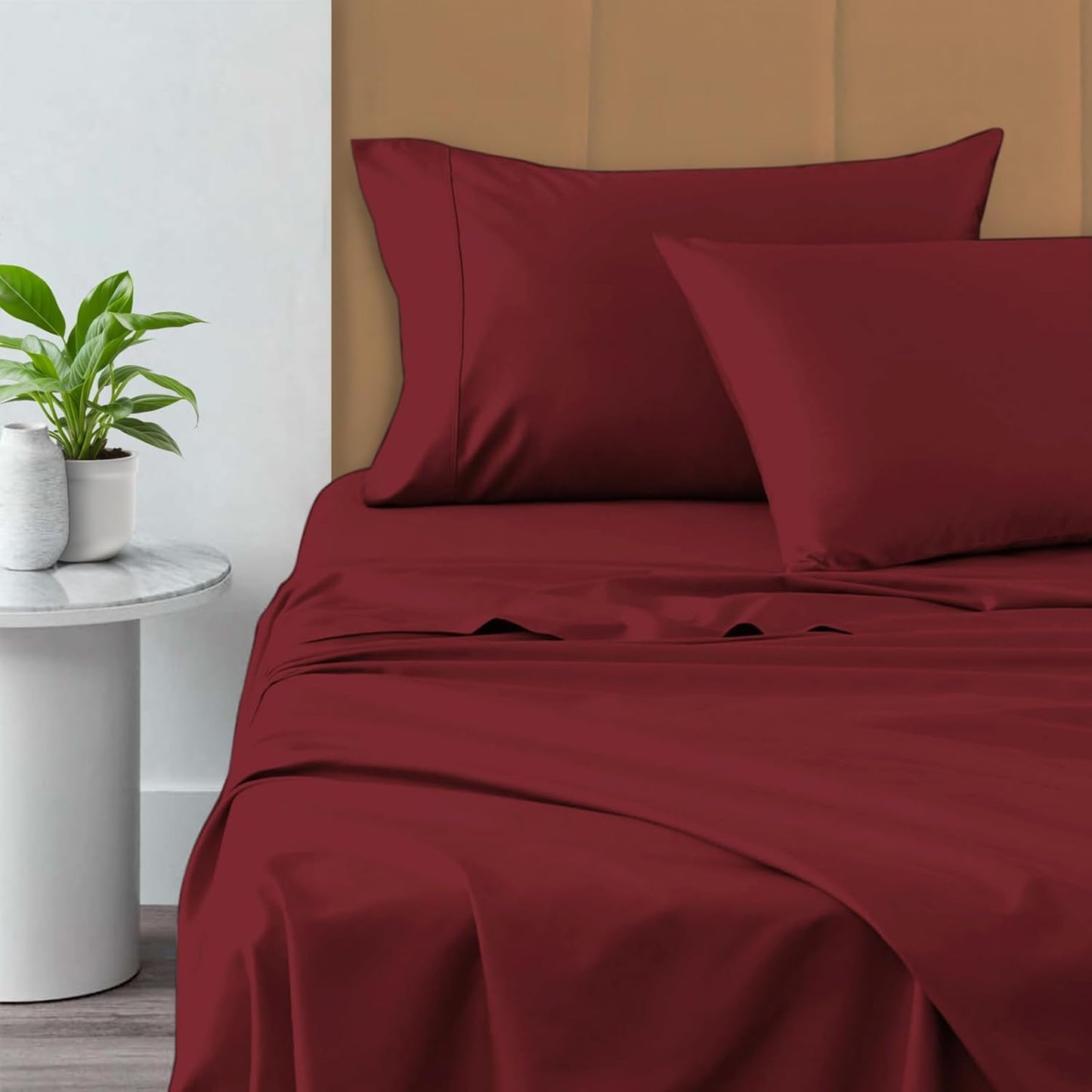 Pizuna Pure 100% Cotton Sheets Full Size, 800 Thread Count Long Staple Cotton Crisp Sateen Sheets Full with 15in Deep Pocket (Combed Simply Taupe)
