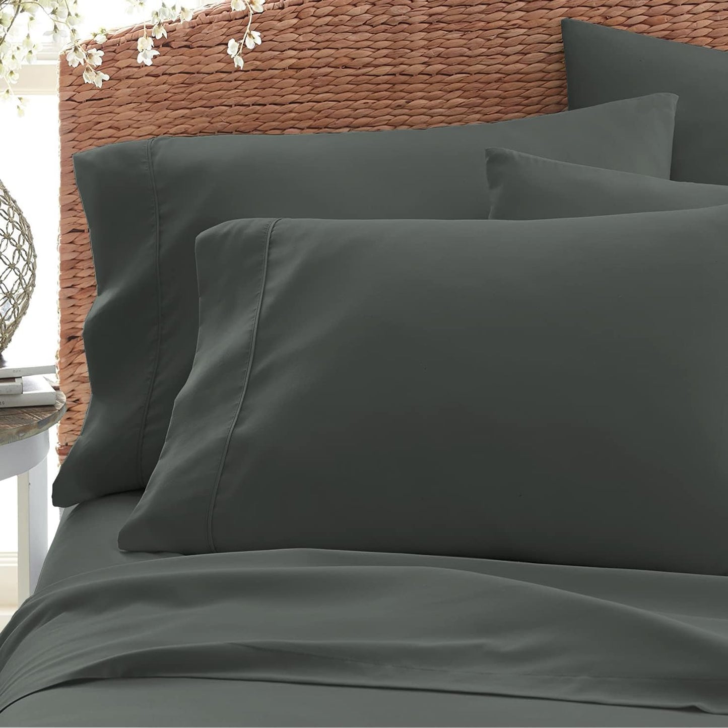 Pizuna Soft 100% Long Staple Cotton Breathable Cool Satin King Pillowcase Set of 2, Ivory, 18" x 18"
