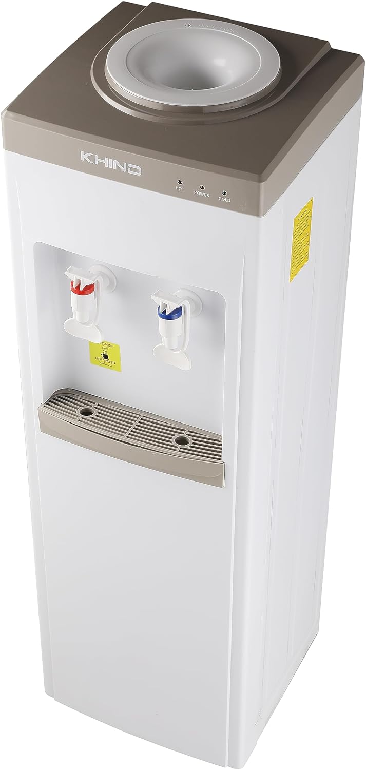 KHIND 7 Liters Freestanding Water Dispenser with Auto Suction Pump, Hot, Normal, & Cold Water Dispensing, Bottom Load, Child Lock, Intelligent Indicator Lights, Black - WD-3BP- Made In China
