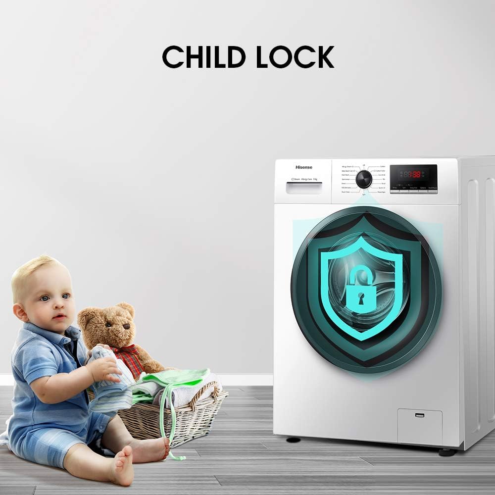 Hisense 8Kg Front Loading Washing Machine 1200 RPM Silver Model WFPV8012EMT -1 Years Full Warranty.