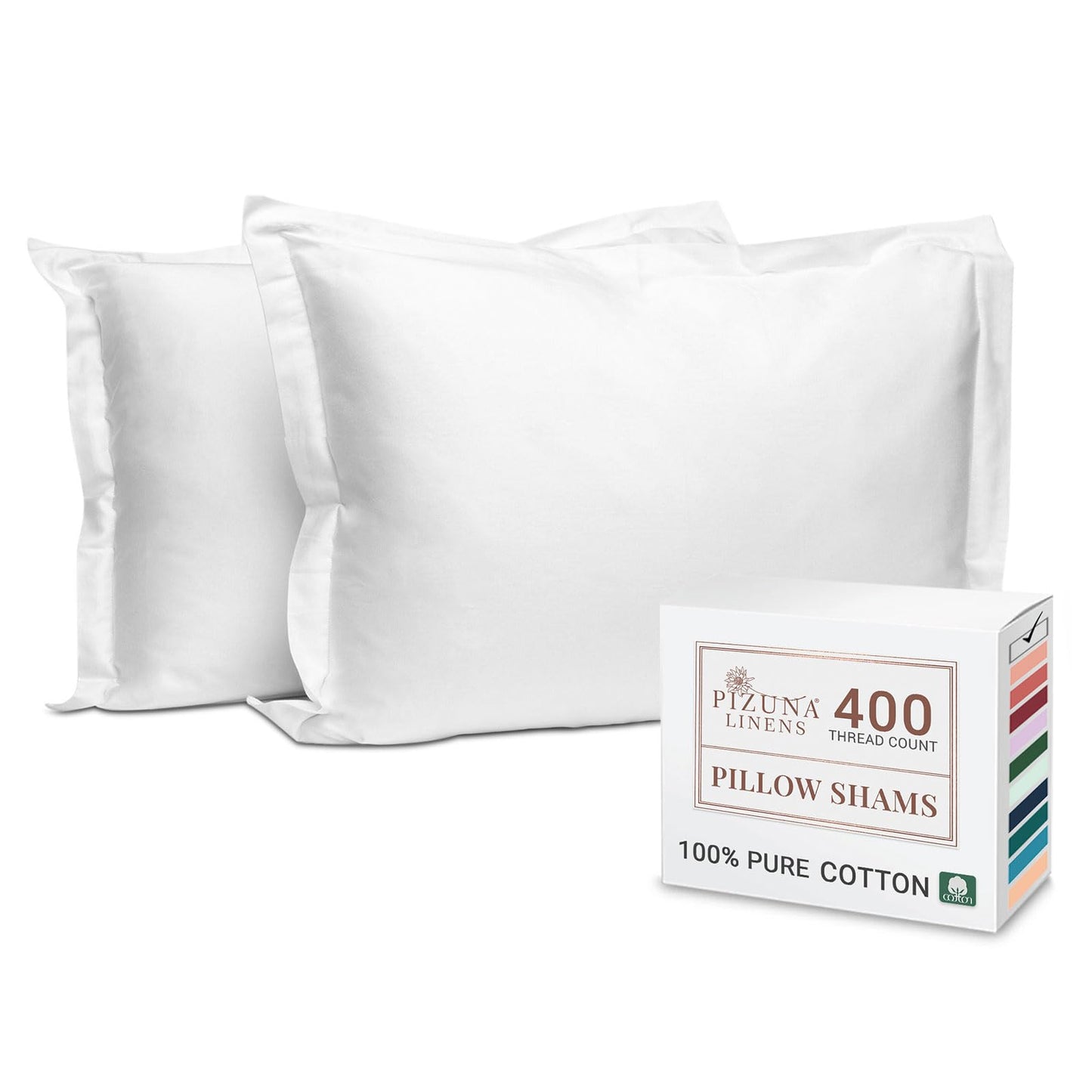 Pizuna Pure 100% Cotton Pillow Shams King Size Set of 2 Baby Blue, Luxurious 400 Thread Count Long Staple Cotton Sateen with Envelope Closure (Combed Baby Blue Cotton Pillow Shams King)