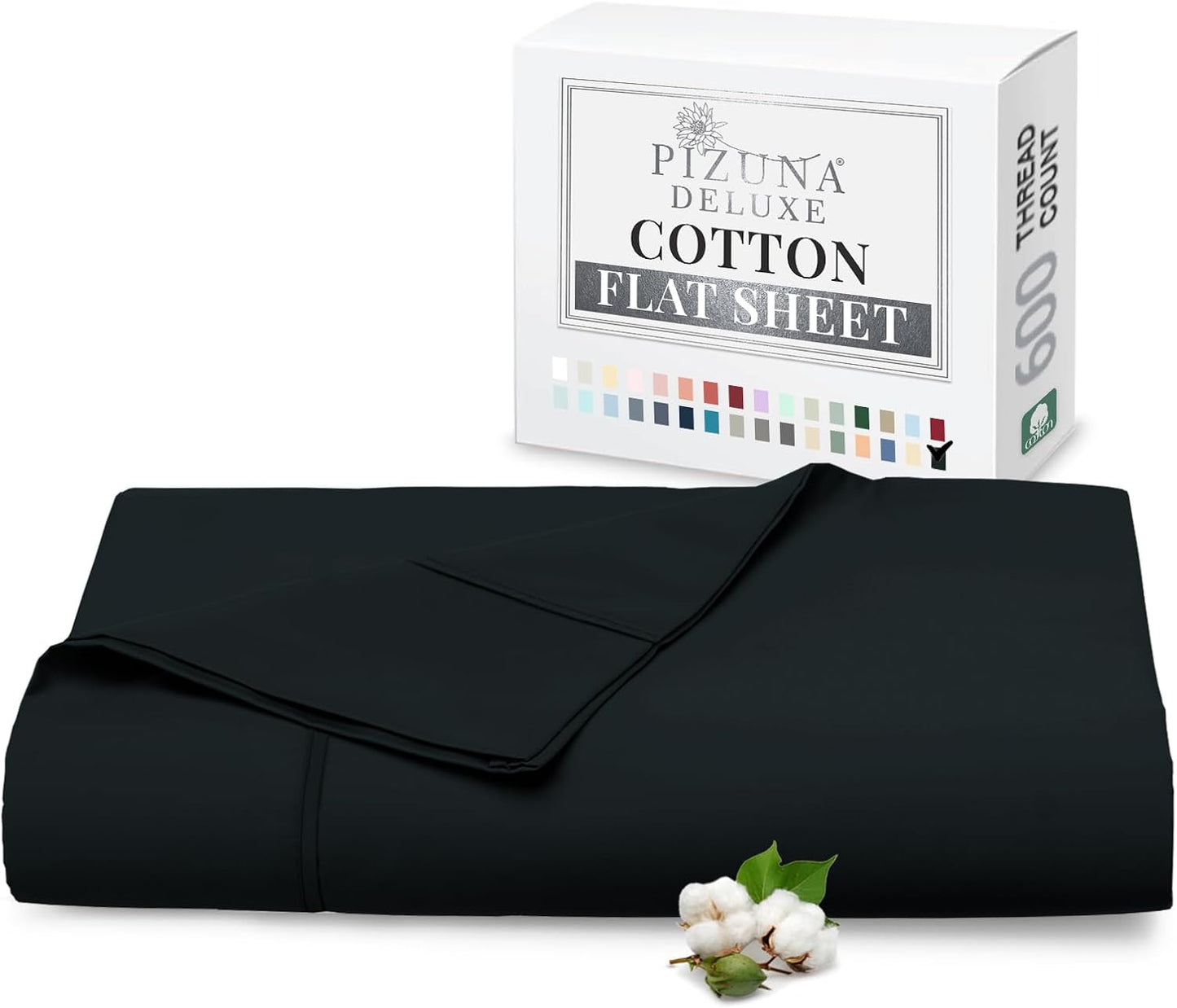 Pizuna Pure 100% Cotton Flat Sheets Only Full Silver (1 PC), 600 Thread Count Long Staple Cotton Crisp Sateen Weave with 4" Hem (Combed Full Flat Sheet Only Cotton)