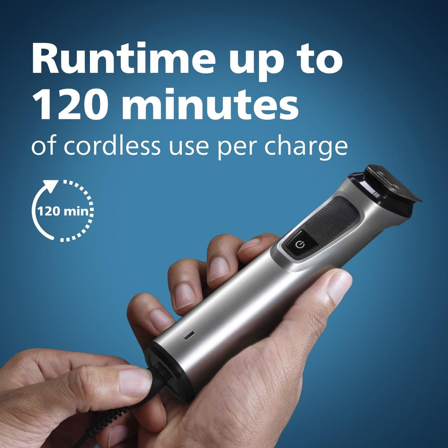 Philips Multigroom Series 3000 for Face, 6-in-1 Grooming Kit for beard, moustache, nose & ear hair, cordless, 60 min runtime, 16h full charging time, MG3710/33,Black