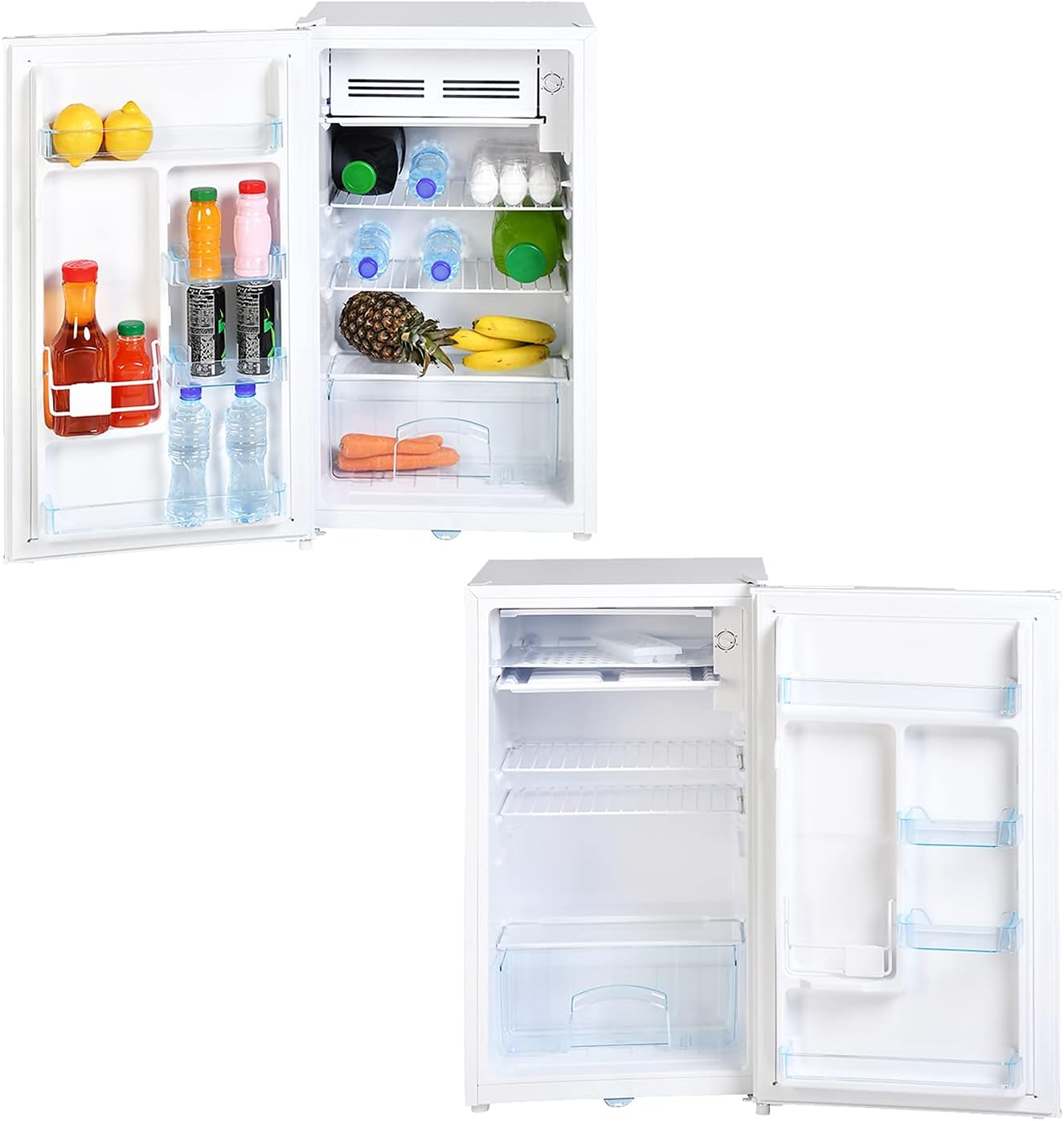 Super General 110 Liter Gross Volume Compact Mini-Refrigerator SGR-131-H, White, Beverage-Fridge with Child Lock, Shelf, Freezer-Box, reversible door, 47.5 x 44.5 x 85 cm