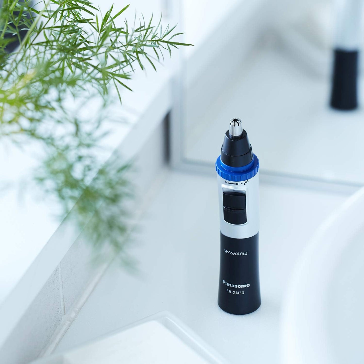 Panasonic ER-GN30-K Nose, Ear n Facial Hair Trimmer Wet/Dry with Vortex Cleaning System, Black