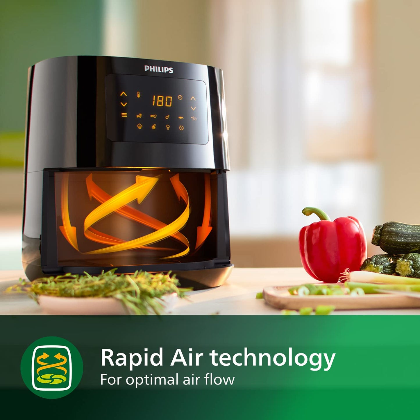 PHILIPS Essential XL Airfryer 2000W 6.2L, Digital, 7 presets, black body/blackhandle, 50hz HD9270/91., 1.2Kg- 2000W
