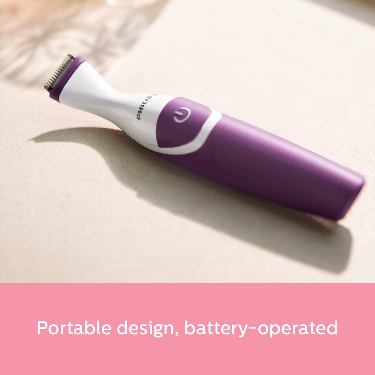 PHILIPS Essential Bikini Trimmer. Trim. Shave & Style. Mini Shaving Head Included. Portable. Battery , Brt38315, Whitepurple