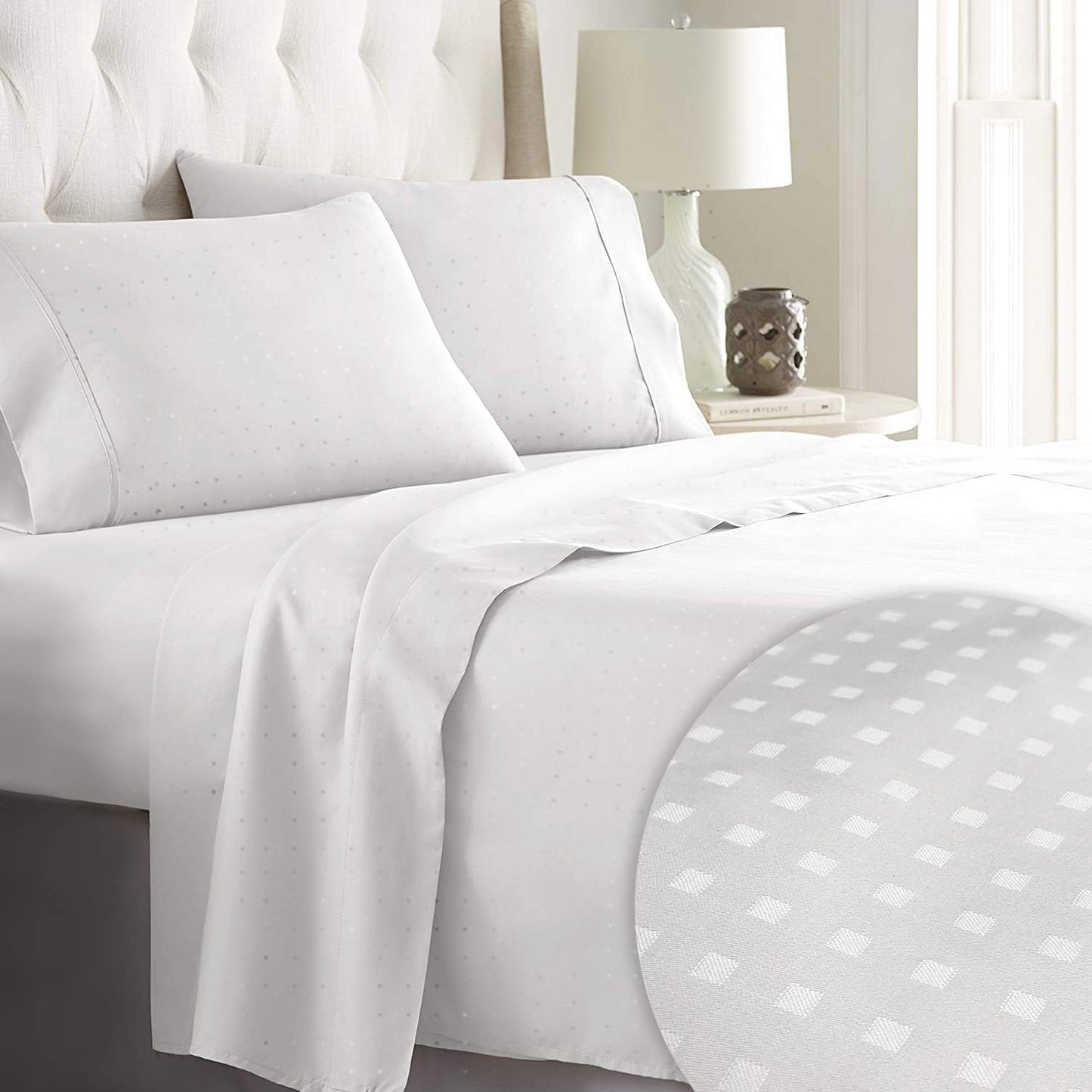 Pizuna Pure 100% Cotton Sheets Split King Size, 600 Thread Count Long Staple Cotton Crisp Sateen Sheets Split King with 15" Deep Pocket (Combed Black Cotton Sheets Split King)