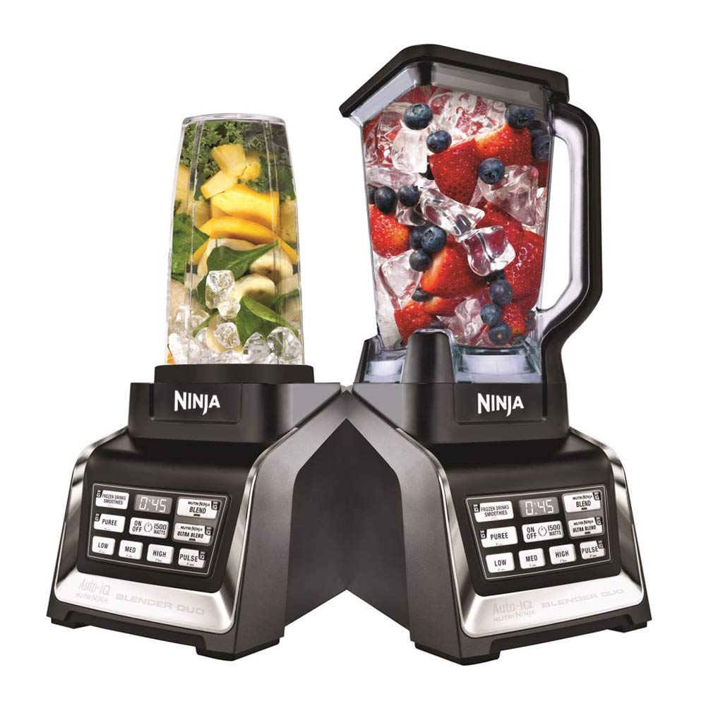 Ninja Nutri Ninja BL642 Personal and Countertop Blender with 1200-Watt Auto-iQ Base, 72-Ounce Pitcher, 18, 24, 32-Ounce Cups Spout Lids