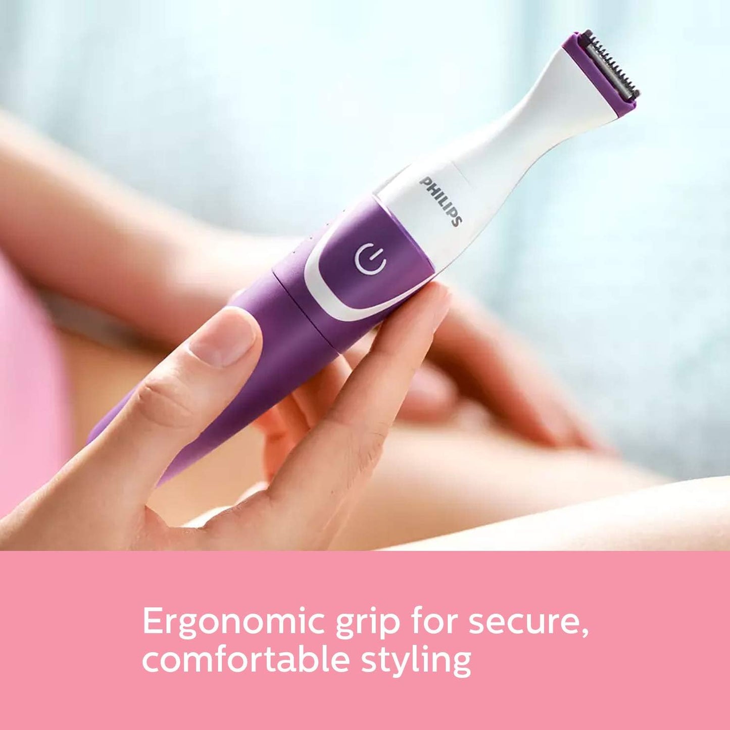 PHILIPS Essential Bikini Trimmer. Trim. Shave & Style. Mini Shaving Head Included. Portable. Battery , Brt38315, Whitepurple