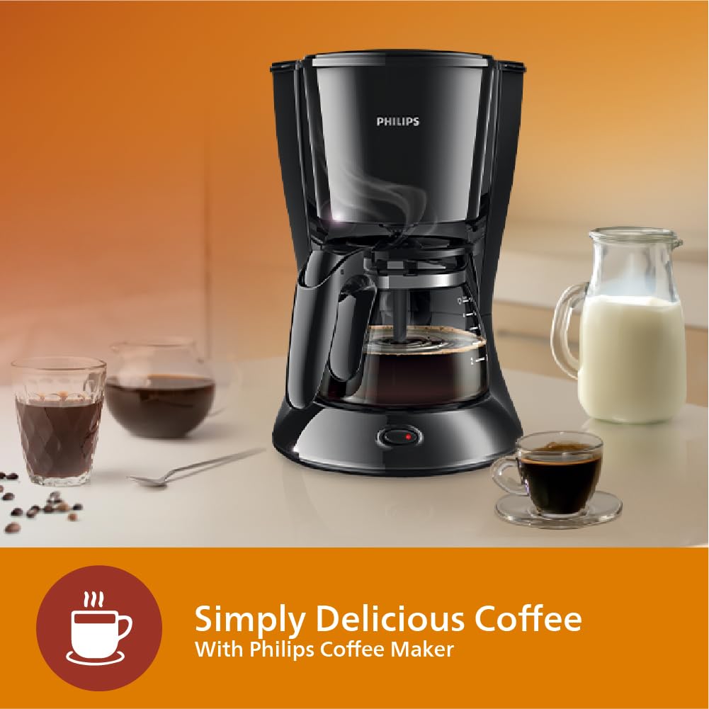 PHILIPS Drip Coffee Maker HD7432/20, 0.6 L, Ideal for 2-7 cups, Black, Medium