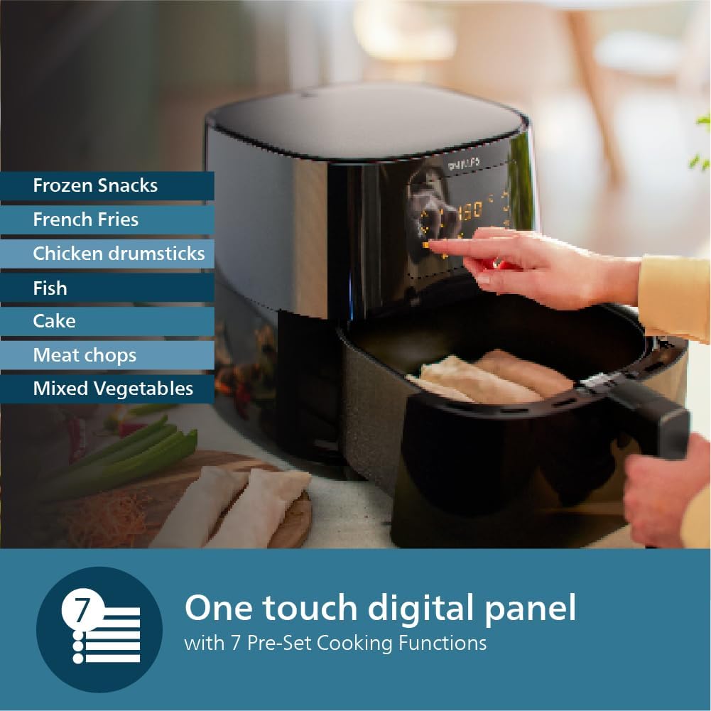 PHILIPS Digital XL Airfryer HD9280/90, 6.2 Ltr, (Wifi enabled), Touch Panel, 5000 Series XL (1.2kg), Rapid Air Technology