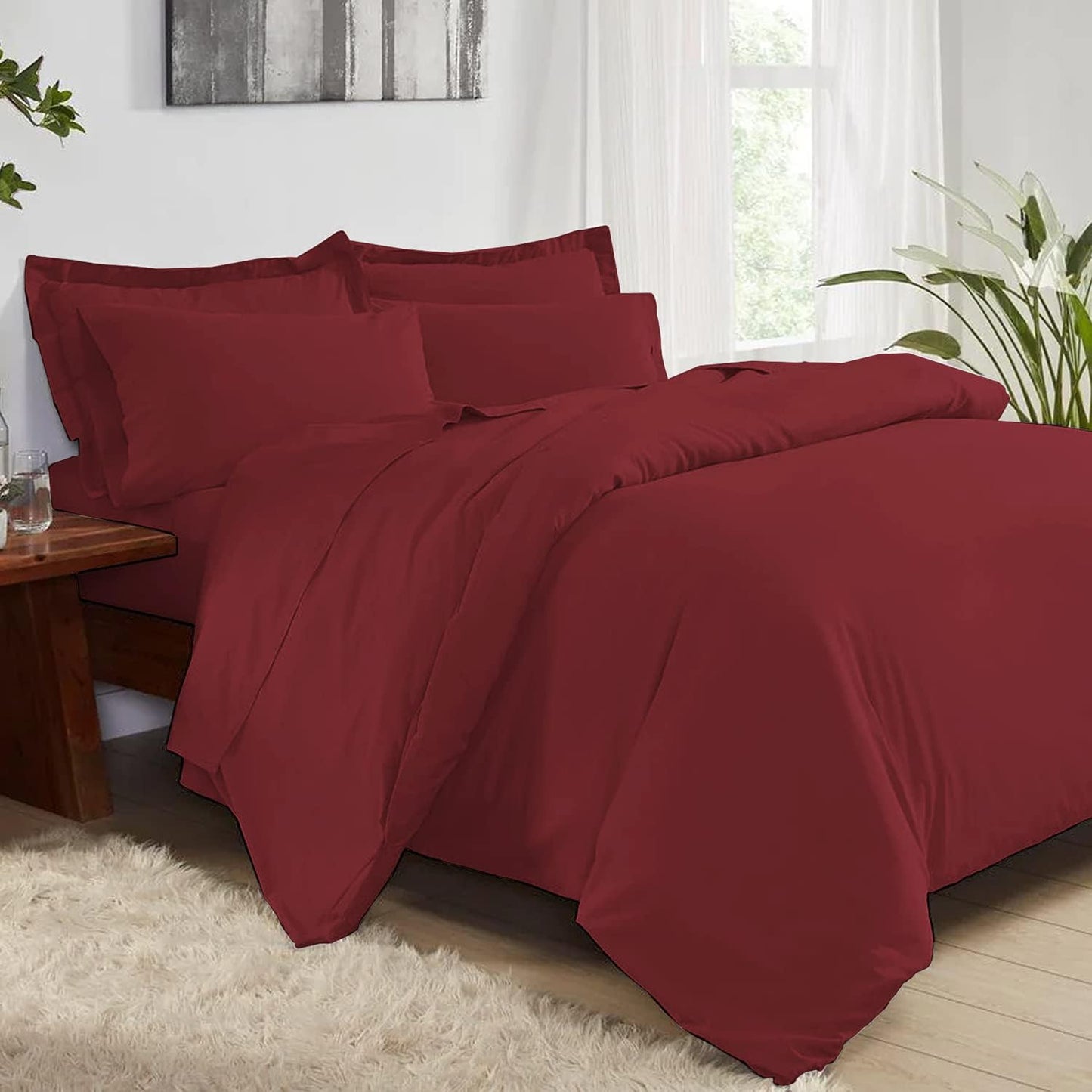 Pizuna Pure 100% Cotton King Duvet Cover Set, 1000 Thread Count Long Staple Cotton Thick Sateen Weave with Button Closure (Combed Baby Blue Cotton Duvet Cover King)