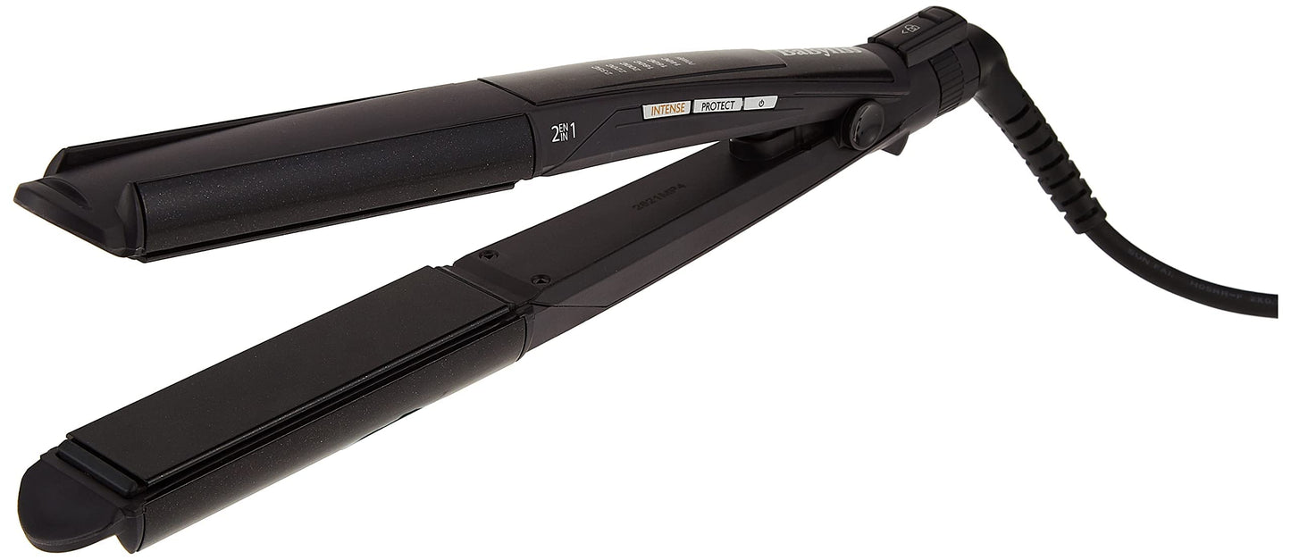 BaByliss Hair Straightener wet & Dry Straight, Dual-function Straightening And Curling, Advanced Heat Technology With Quick Heat-up Time, Long-lasting Results & Salon-quality Styling, ST330SDE (Black)