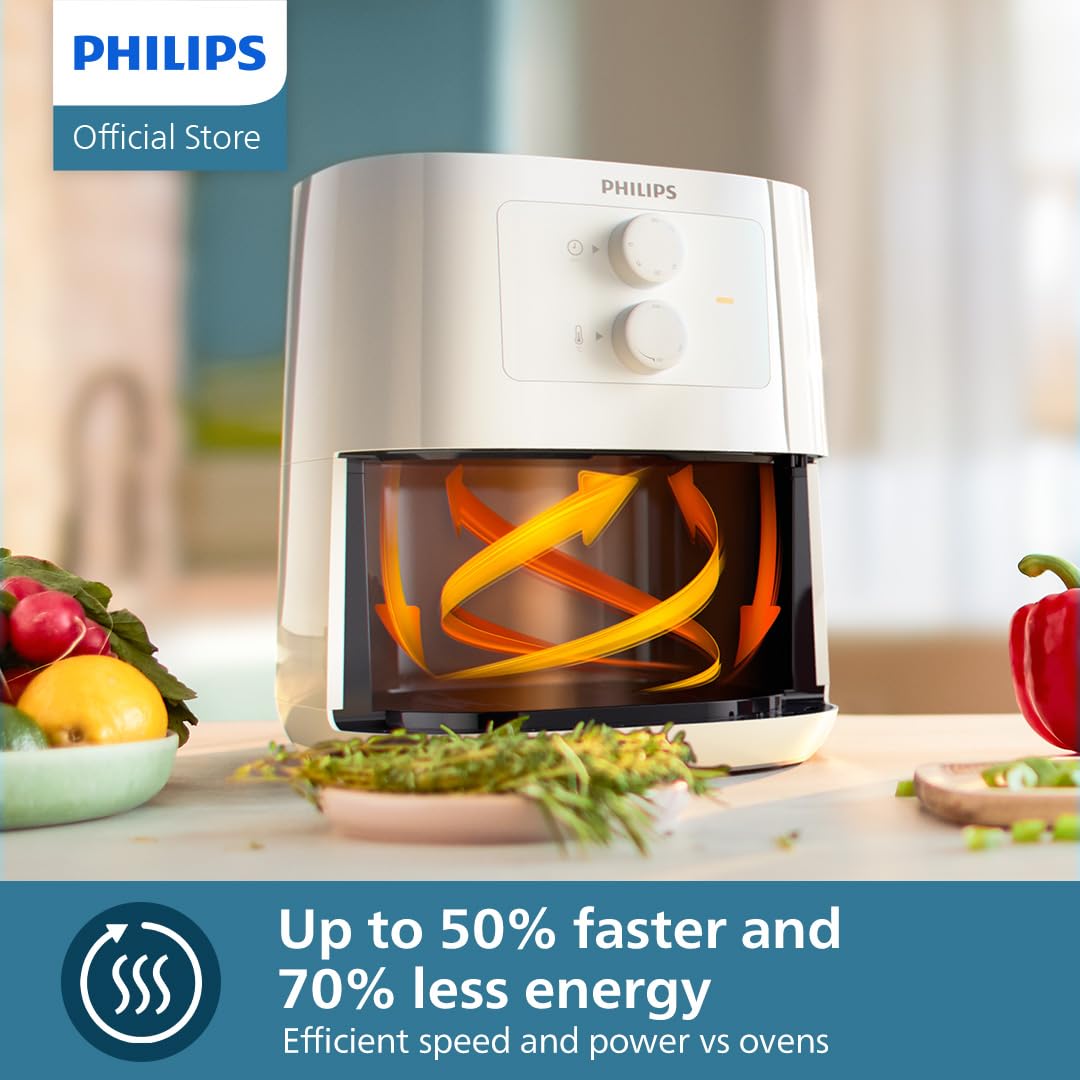 Philips Essential Air Fryer - With Rapid Air Technology, Analogue, Black, 0.8Kg, 4.1L,50Hz - HD9200/91