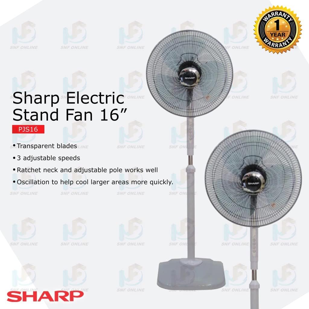 Sharp 16 Inches/40cms Blade 50 Watts Pedestal Free Standing Fan, Made In Malaysia, Pjs169 - Dark Grey"Min 1 year manufacturer warranty"