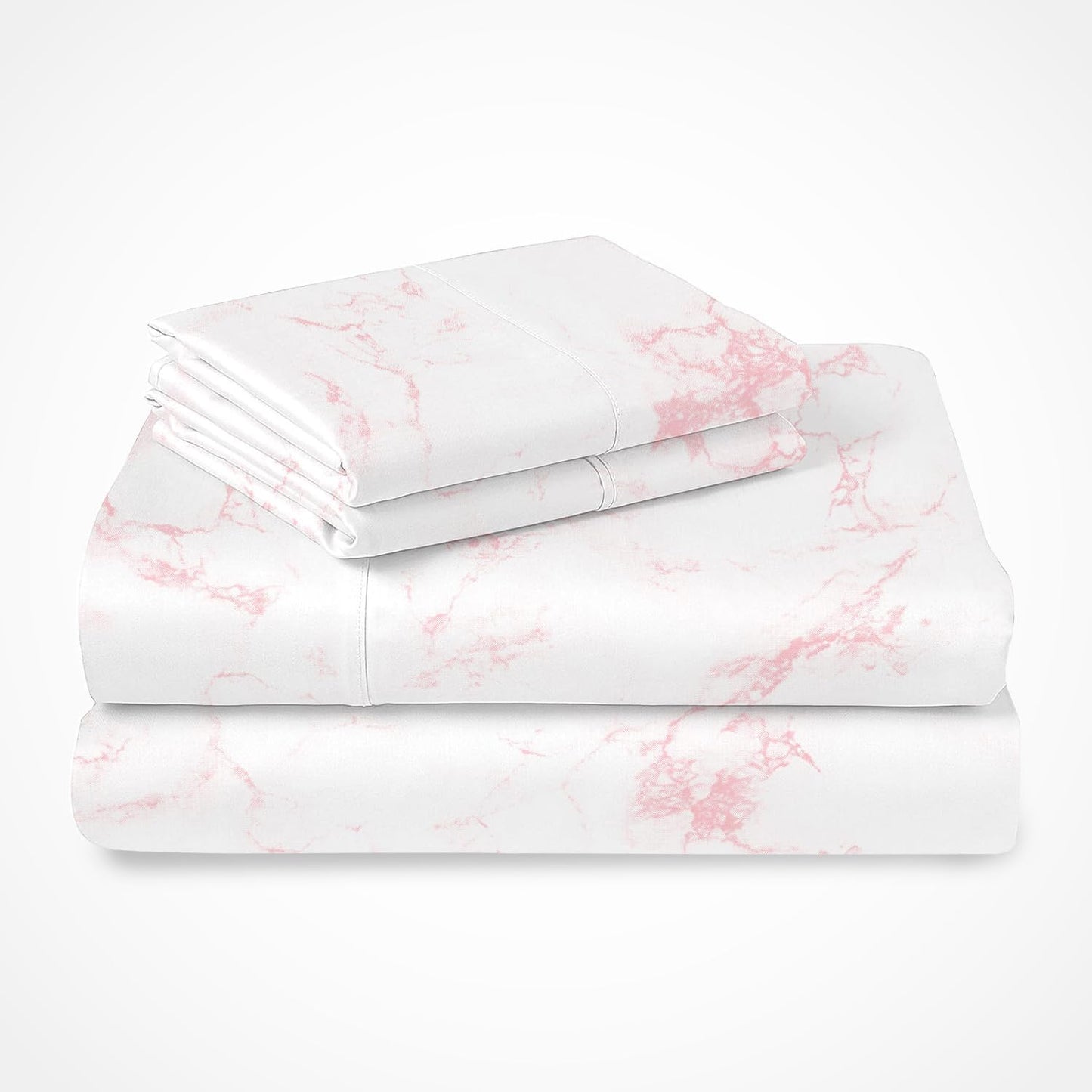 Pizuna Pure Combed Cotton California King Bed Sheet SetLight Pink, 400 Thread Count Cozy Luxury 100% Long Staple Cotton Sateen Weave Bedsheet Set (1 Flat Sheet, 1 Fitted Sheet, 2 Pillowcases)