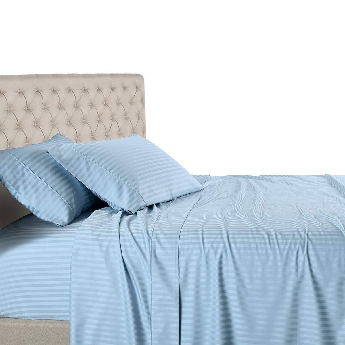 Queen Size Pure Egyptian Cotton Bed Sheets Set, 800 Thread Count Silver Solid (6 PC) Bedding and PillowCases – Egyptian Cotton Sheets Queen Size Bed - Sateen Sheets - 18” Deep Pocket Sheets