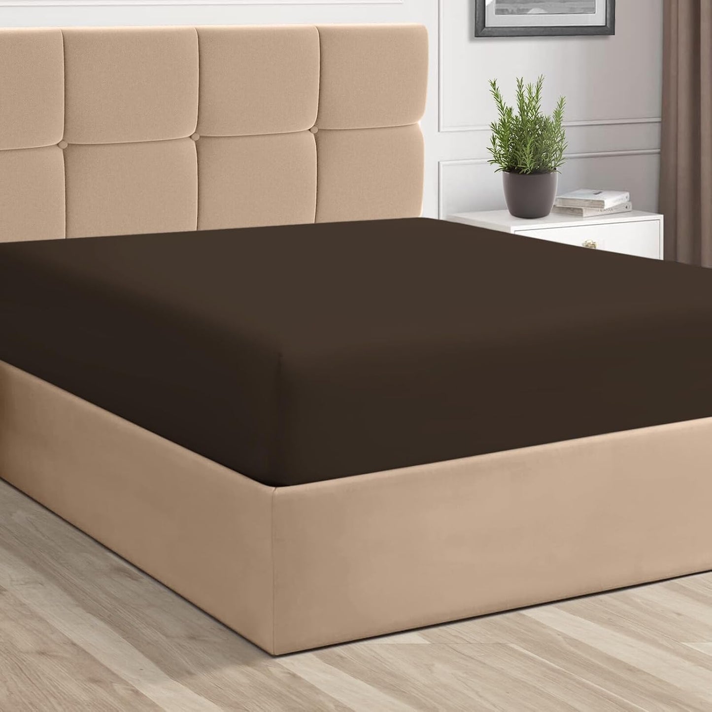 Pizuna Pure 100% Cotton Twin Fitted Sheet Silver, Luxurious 400 Thread Count Long Staple Cotton Sateen 15" Deep Pocket Twin Sheets (Combed Cotton Fitted Sheet)