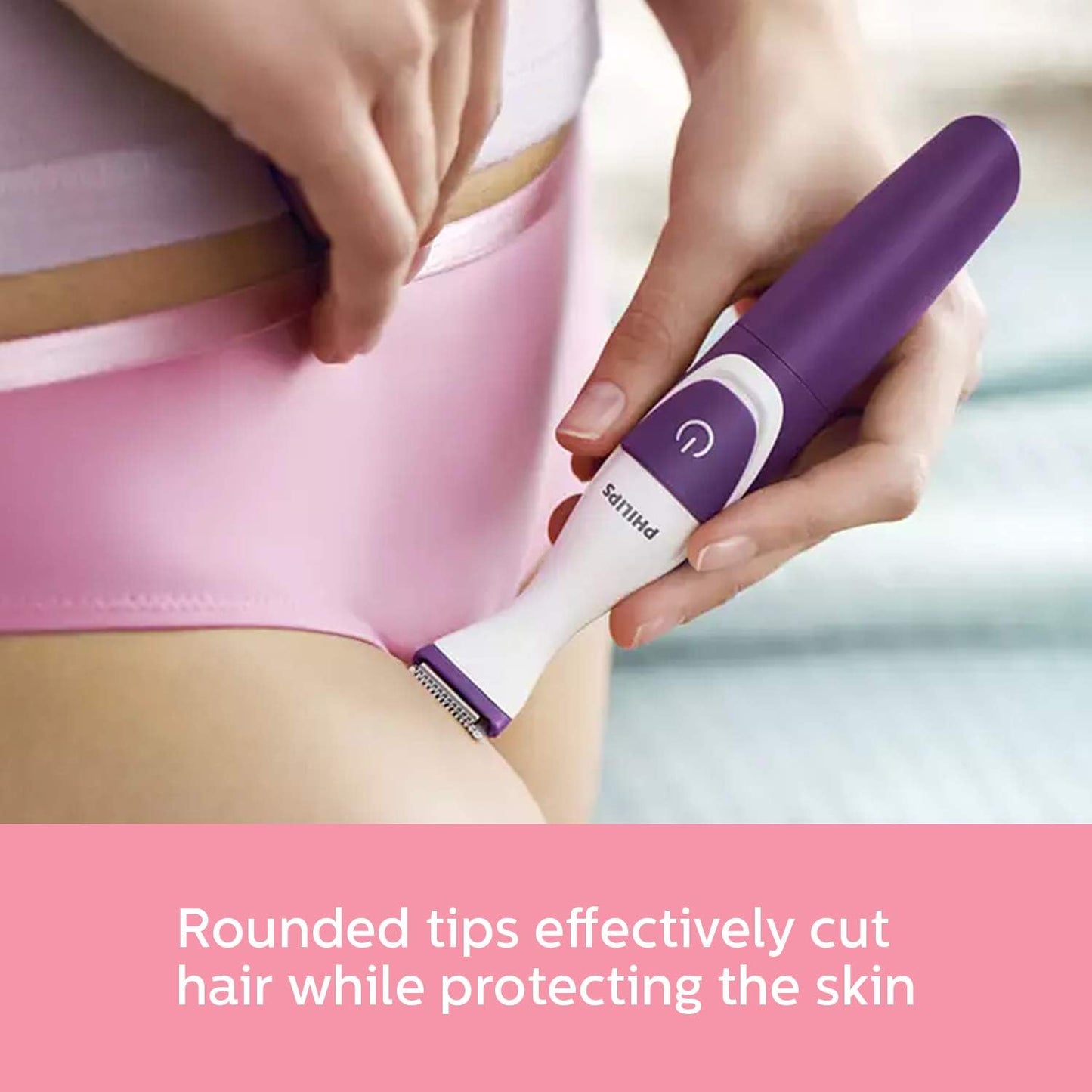 PHILIPS Essential Bikini Trimmer. Trim. Shave & Style. Mini Shaving Head Included. Portable. Battery , Brt38315, Whitepurple