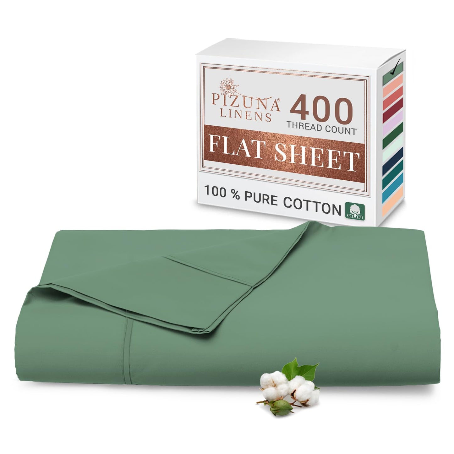 Pizuna Pure 100% Cotton Flat Sheets Only Full Apricot Orange (1 PC), Luxurious 400 Thread Count Long Staple Cotton Sateen with 4" Hem (Combed Full Flat Sheet Only Cotton)