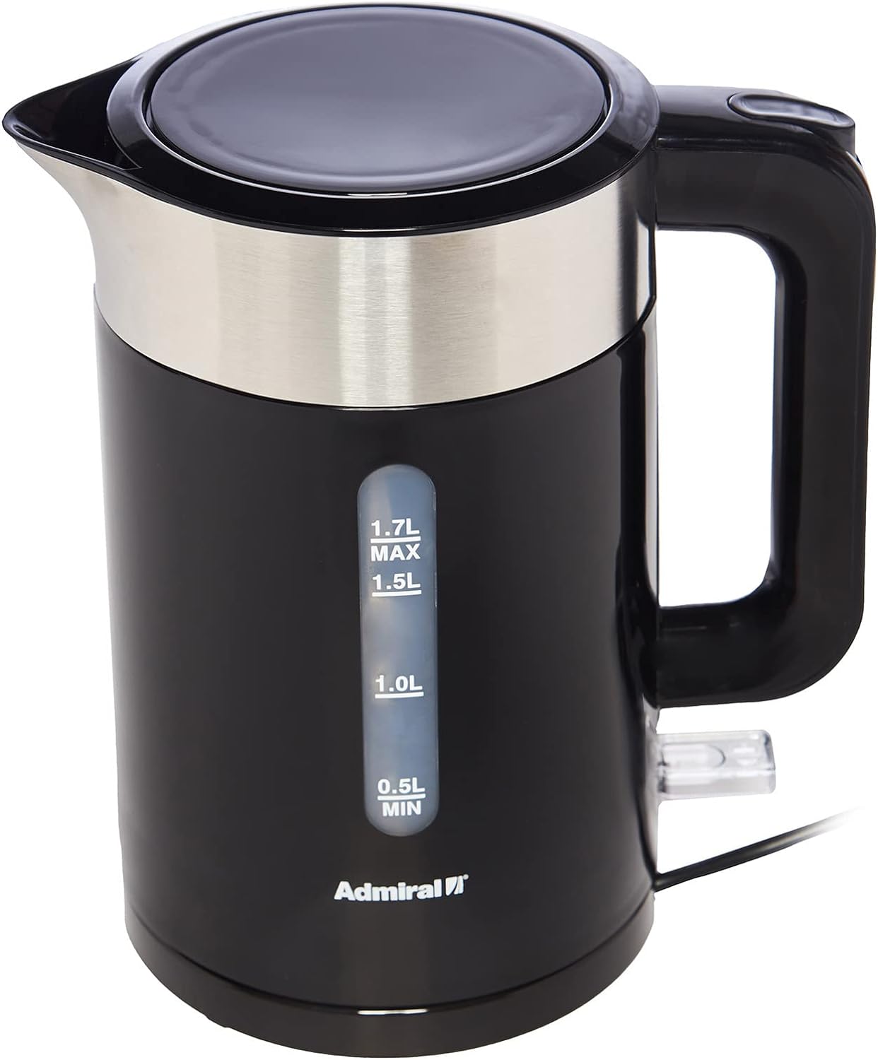 Admiral Electric Kettle, 2200W Power, 1.7L,with Boil Dry Protection, Auto Lid Open & Auto Shut Off Function, Perfect for Beverages, 1 Year Warranty, Black, ADBK17P.