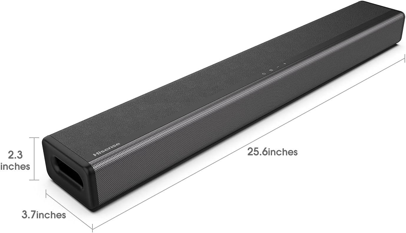 Hisense HS214 2.1ch Sound Bar with Built-in Subwoofer 108W All-in-one Compact Design Bluetooth Powered by Dolby Audio Roku TV Ready HDMI
