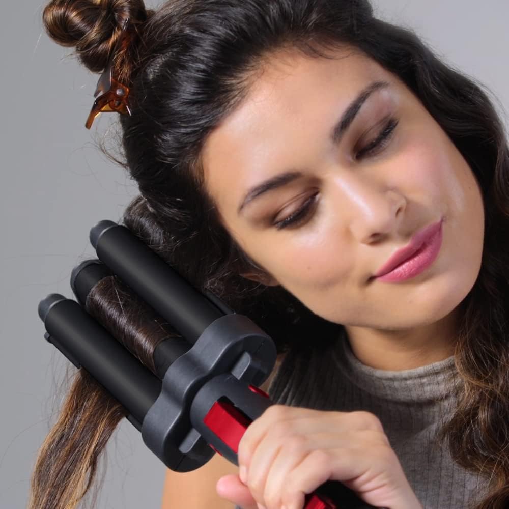 Revlon Wave Master Jumbo Waver (Three-Prong Jumbo Barrels, Tourmaline Ceramic Coating, 30 Heat Settings Up to 190°C) RVIR3056UKE