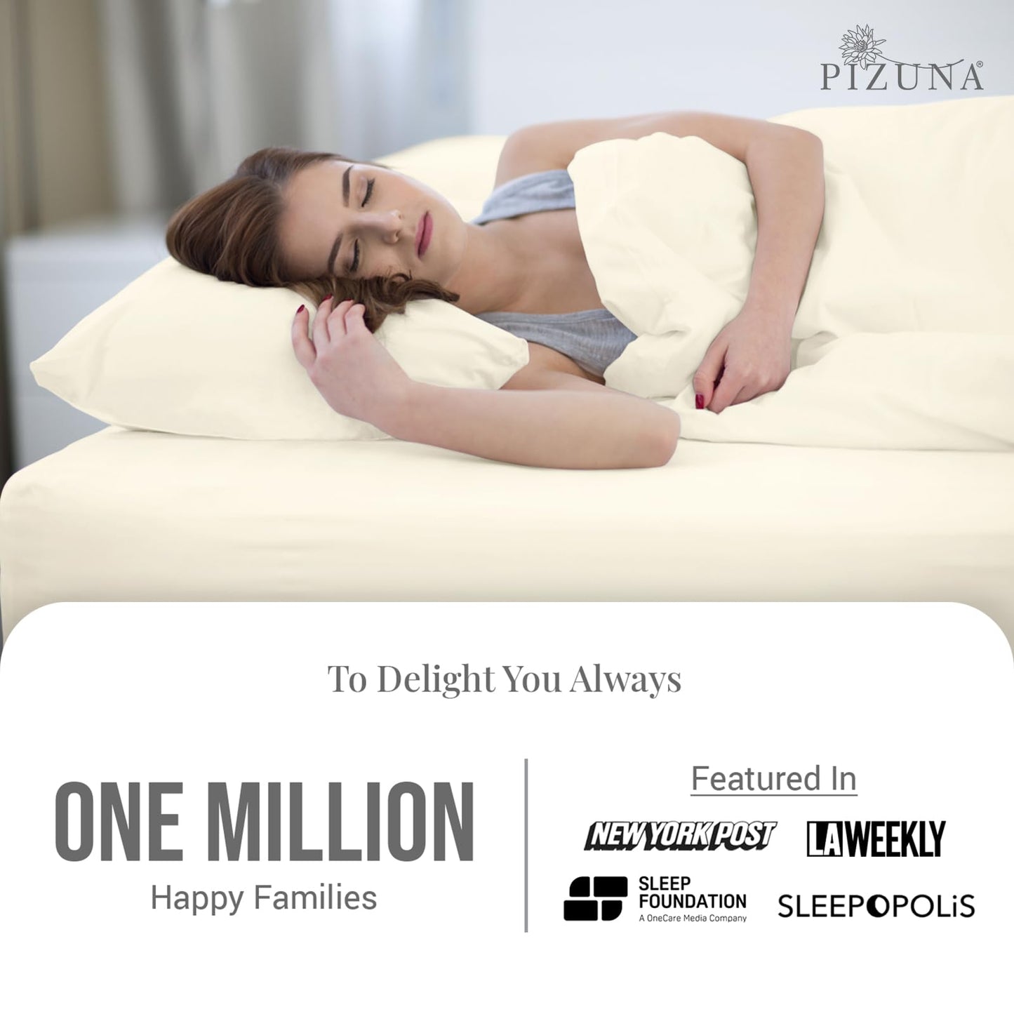 Pizuna 100% Cotton Sheet Set Twin Size Baby Blue, 600 Thread Count Long Staple Cotton Sateen Weave Crisp Sheet & Pillowcase Set, Deep Pocket Sheets Fits 15" (Combed Cotton Bed Sheet Set -3PC)