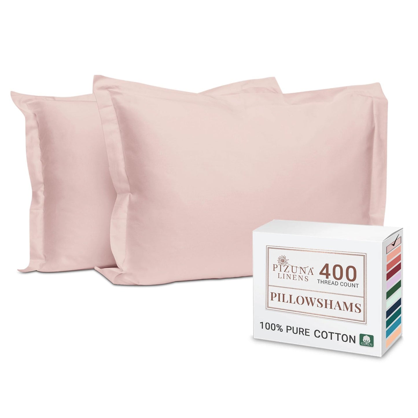Pizuna Pure 100% Cotton Pillow Shams King Size Set of 2 Baby Blue, Luxurious 400 Thread Count Long Staple Cotton Sateen with Envelope Closure (Combed Baby Blue Cotton Pillow Shams King)