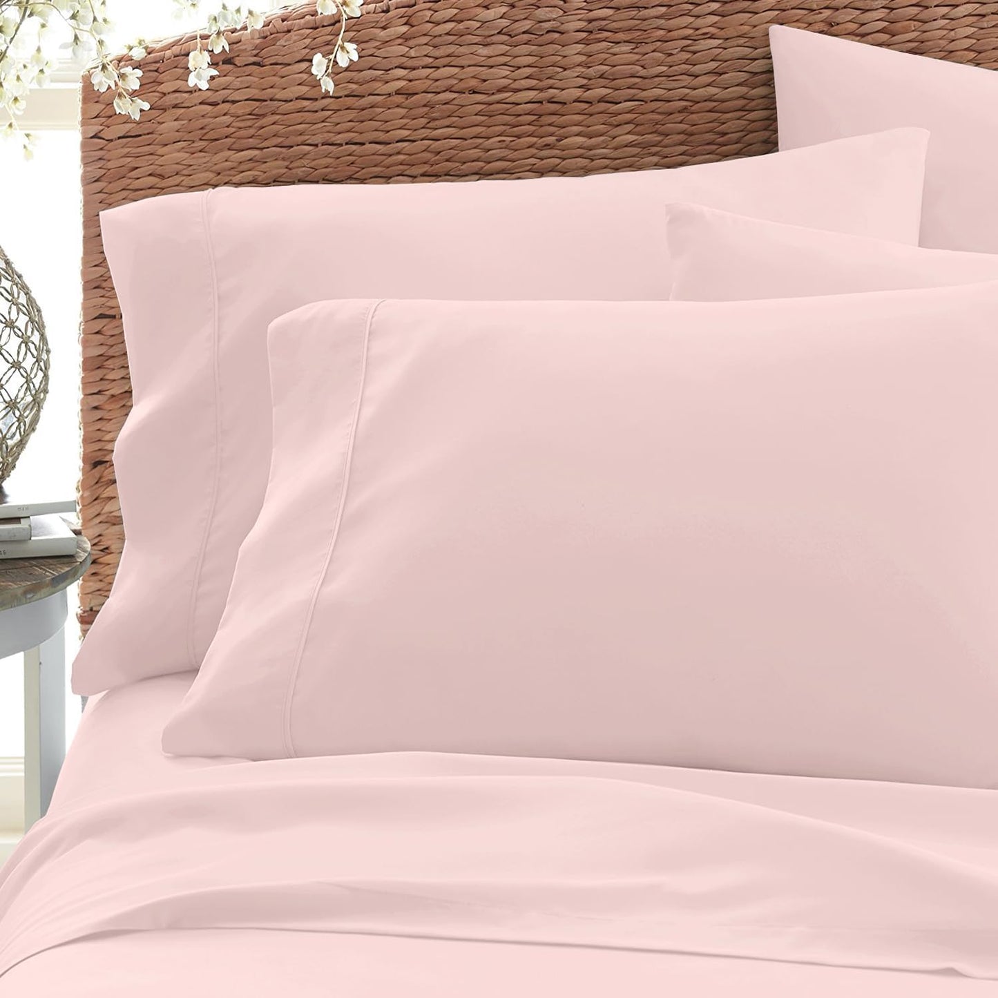 Pizuna Soft 100% Long Staple Cotton Breathable Cool Satin King Pillowcase Set of 2, Ivory, 18" x 18"
