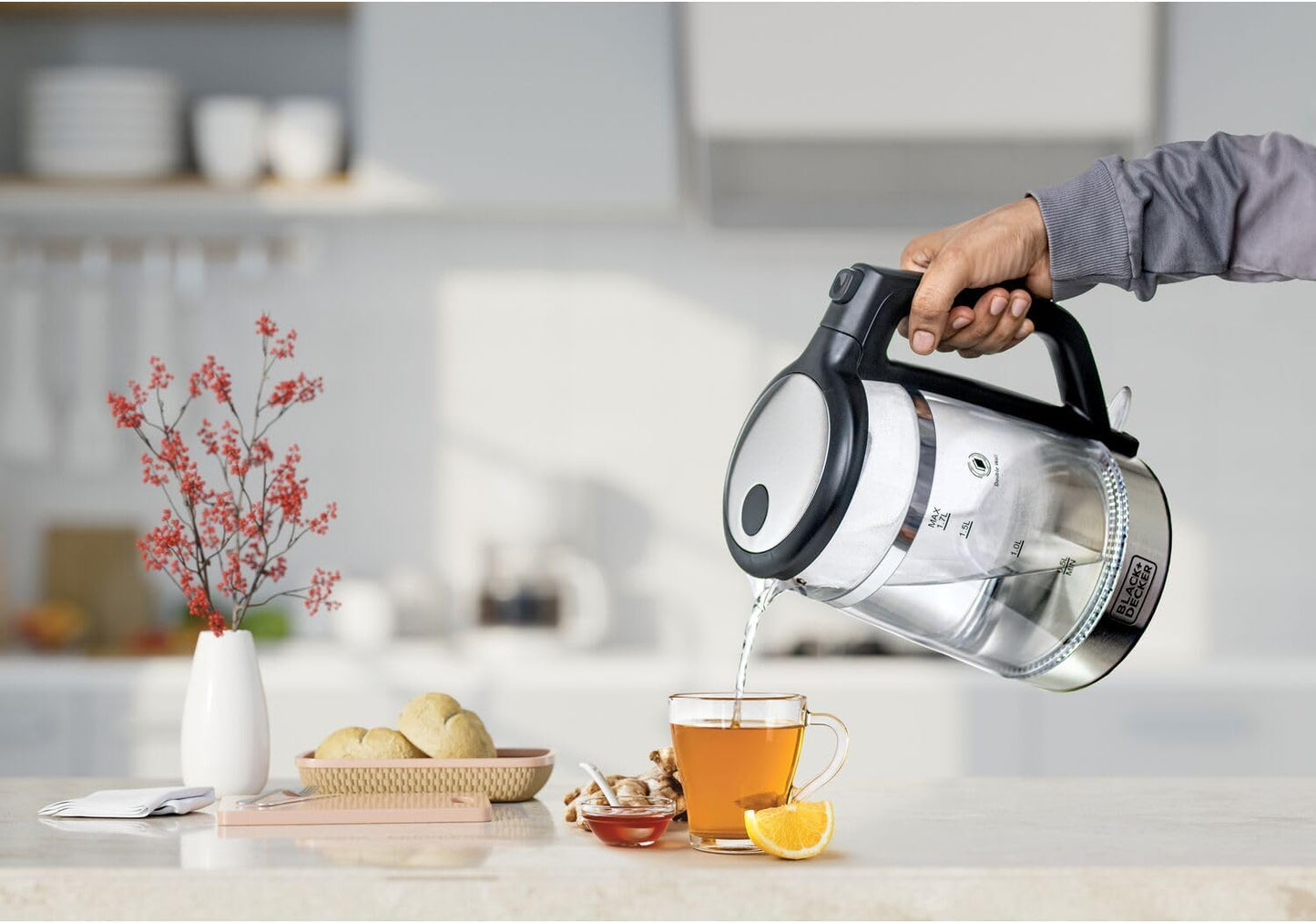 Black+Decker Concealed Coil Kettle, White, 1.7 Litres, Jc70-B5"Min 1 year manufacturer warranty"