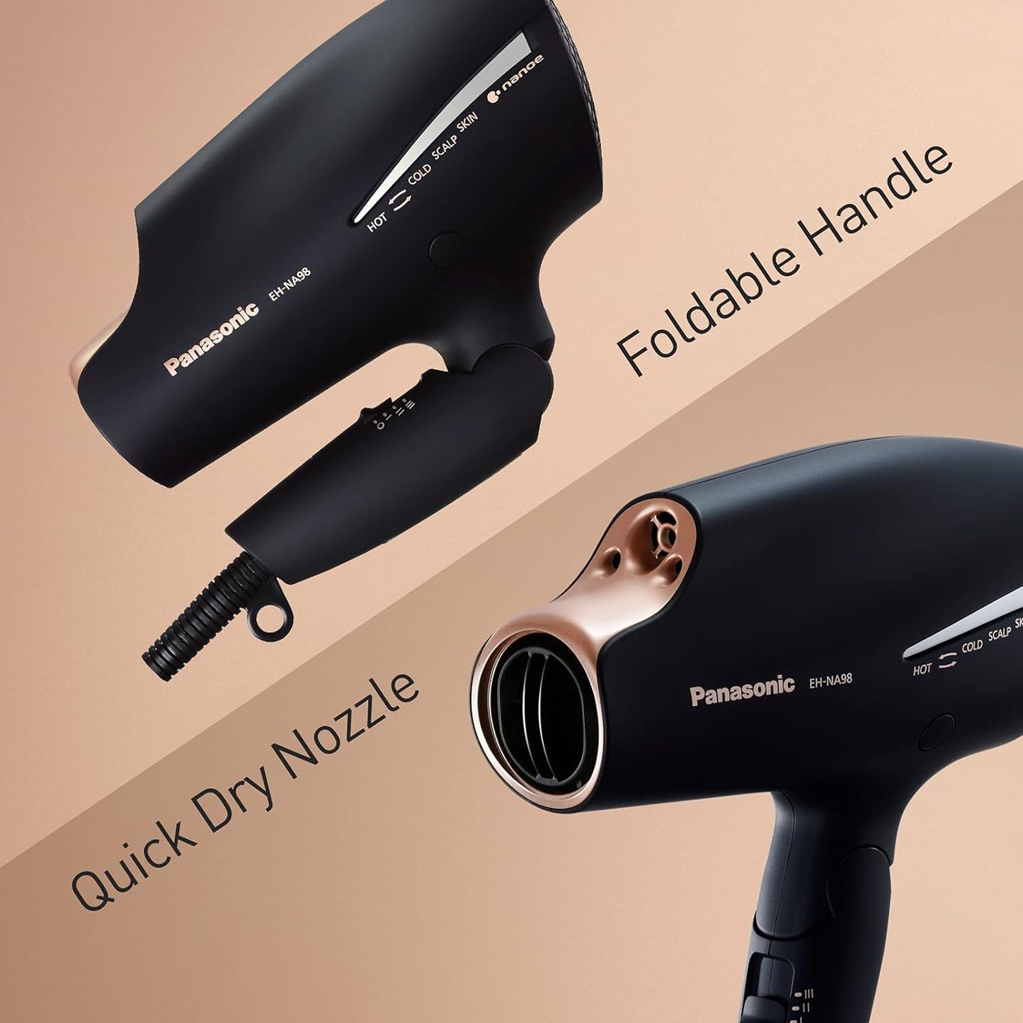 Panasonic EH-HS99 Nanoe Ceramic Hair Straightener for Improved Shine with Temperature Control (Black/Rose Gold)